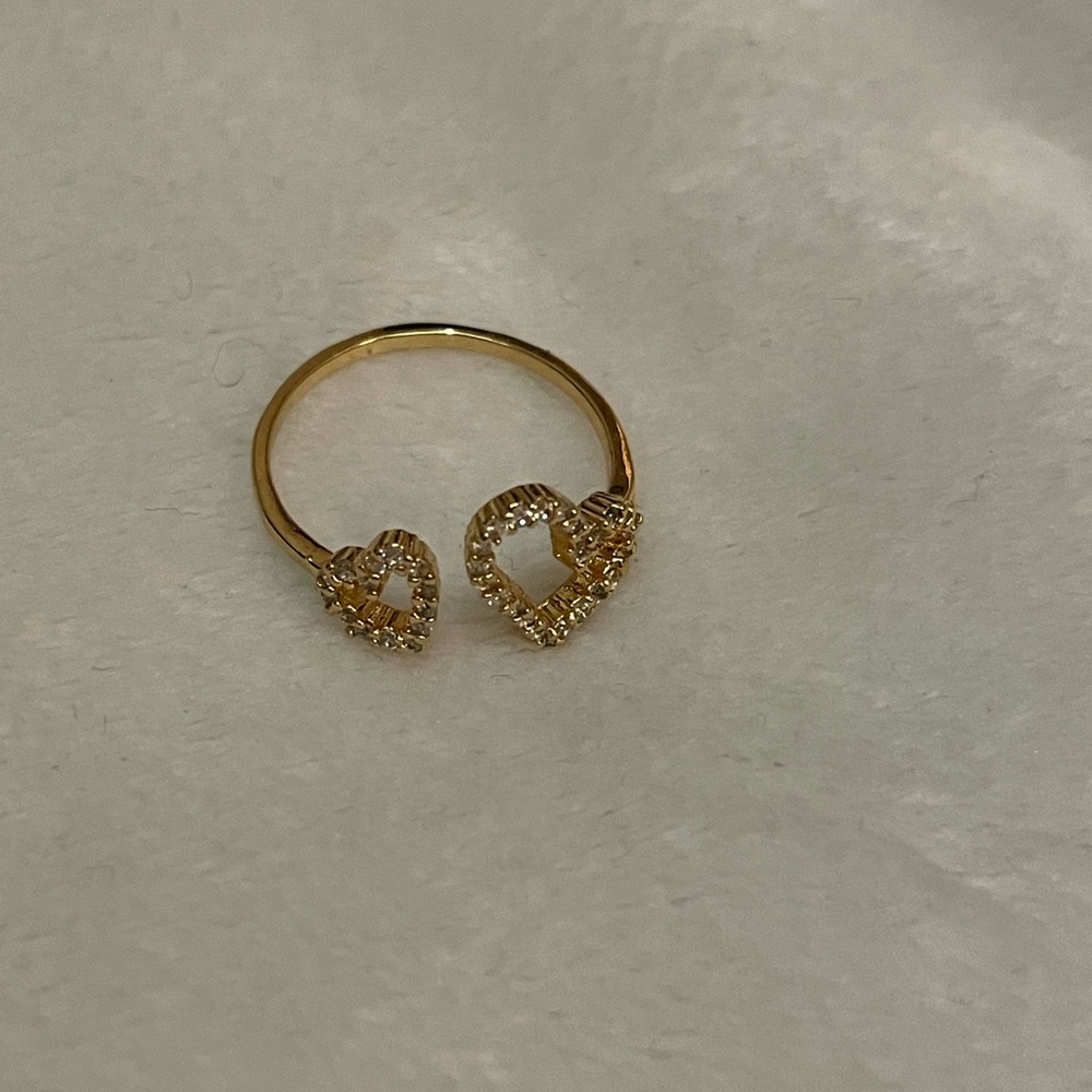 Gold Heart Ring with Crystal Accents